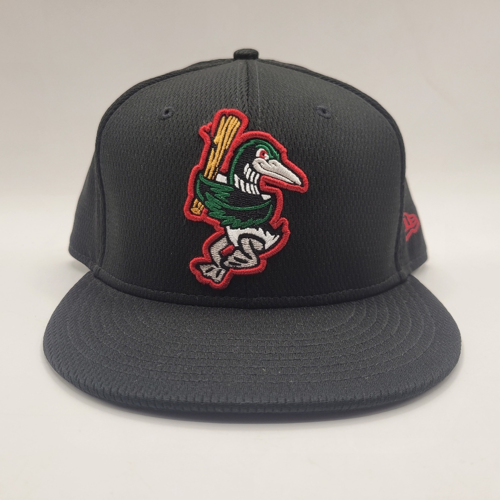 GREAT LAKES LOONS 59Fifty New Era Fitted Hat Black 5950 MiLB Size 7 5/8